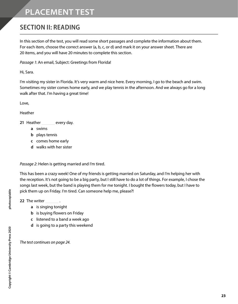 Evolve Placement Test - sample page 3